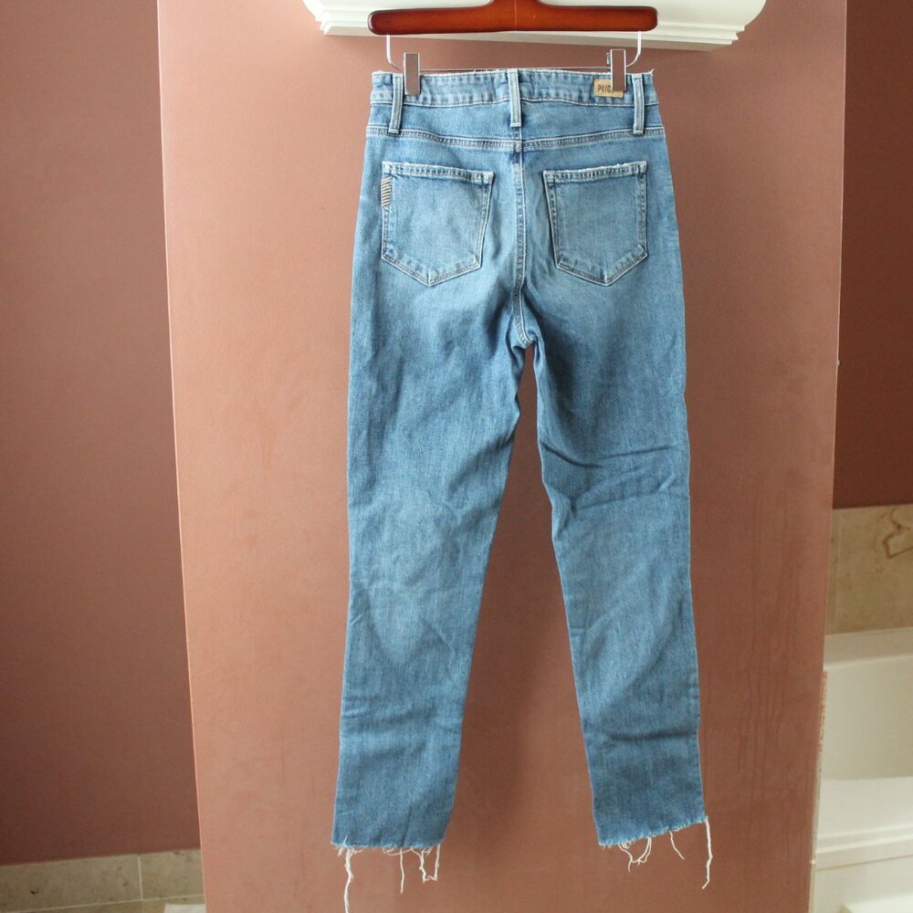 PAIGE Vintage Hoxton Slim High Rise Raw Hem Jeans Women Size 27 Birdie Wash - Picture 5 of 6